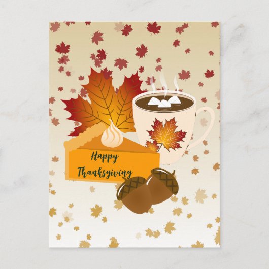 感謝祭ディナーキュイジーカボンプキンパイホットココア ポストカード (正面)