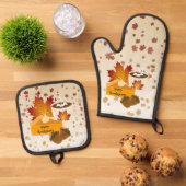 感謝祭ディナーキュイジーカボンプキンパイホットココア 鍋つかみ&鍋敷きセット (トップダウン)