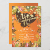 感謝祭ディナーターキーパンプキンス&紅葉 招待状 (正面/裏面)