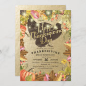 感謝祭ディナーターキーパンプキンス&紅葉 招待状 (正面/裏面)