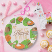 感謝祭ディナーターキーパンプキン秋緑 ペーパープレート (パーティー)