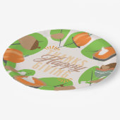 感謝祭ディナーターキーパンプキン秋緑 ペーパープレート (アングル)