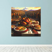 感謝祭ディナーテーブル秋の風景 キャンバスプリント (インサイチュ (ウッドフロア))