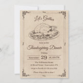 感謝祭ディナートルコ素朴ヴィンテージ秋 招待状 (正面)