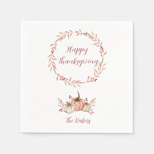 感謝祭ディナーナプキンパンプキンスパイス スタンダードカクテルナプキン (正面)