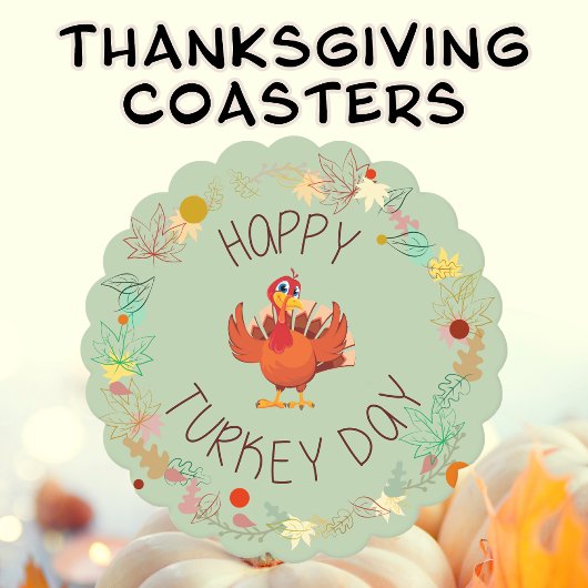 感謝祭ディナーハッピーターキー葉デイ スクエアペーパーコースター