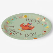 感謝祭ディナーハッピーターキー葉デイ ペーパープレート (アングル)