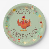 感謝祭ディナーハッピーターキー葉デイ ペーパープレート (正面)