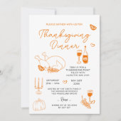 感謝祭ディナーハンドドロッドトルコ招待状 招待状 (正面)