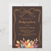 感謝祭ディナーバウのビストル茶色の紅葉 招待状 (正面)