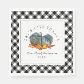 感謝祭ディナーバッファロープレイドグルドカボチャ スタンダードランチョンナプキン (正面)