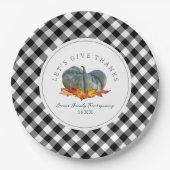 感謝祭ディナーバッファロープレイドグルドカボチャ ペーパープレート (正面)