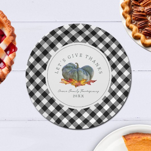 感謝祭ディナーバッファロープレイドグルドカボチャ ペーパープレート