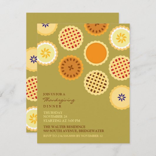 感謝祭ディナーパイプレート招待状 招待状 (正面/裏面)