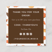 感謝祭ディナーパターンありがとうソーシャルメディア スクエア名刺 (裏面)