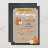 感謝祭ディナーパンプキンスチョーク素朴招待状 招待状 (正面/裏面)