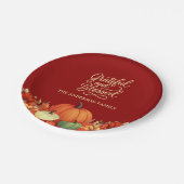 感謝祭ディナーパンプキンテラコッタ感謝 ペーパープレート (アングル)