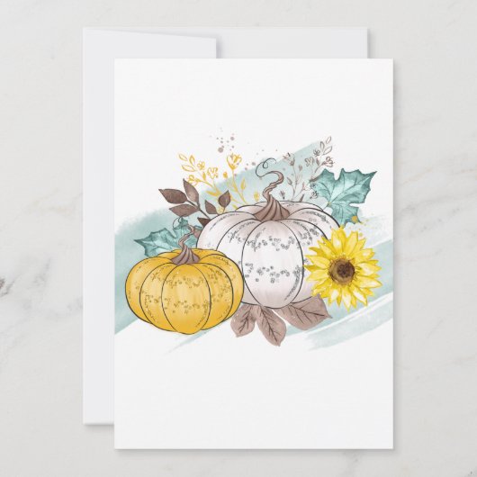 感謝祭ディナーパンプキントラックの水色 招待状 (裏面)