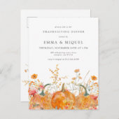 感謝祭ディナーパンプキンハガキ招待状 インビテーションポストカード (正面/裏面)