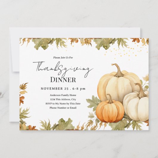 感謝祭ディナーパンプキンハーベスト 招待状 (正面)
