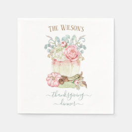 感謝祭ディナーパンプキンピンクグリーン スタンダードカクテルナプキン