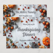 感謝祭ディナーパンプキン招待状 招待状 (正面/裏面)