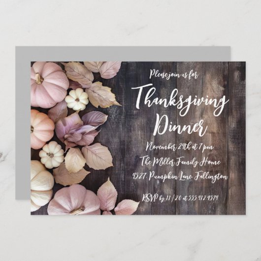 感謝祭ディナーパンプキン招待状 招待状 (正面/裏面)