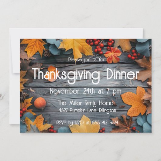 感謝祭ディナーパンプキン招待状 招待状 (正面)