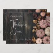 感謝祭ディナーパンプキン招待状 素朴 招待状 (正面/裏面)