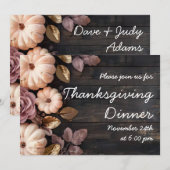 感謝祭ディナーパンプキン招待状 素朴 招待状 (正面/裏面)