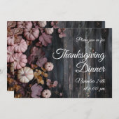 感謝祭ディナーパンプキン招待状 素朴 招待状 (正面/裏面)