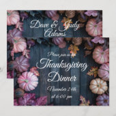 感謝祭ディナーパンプキン招待状 素朴 招待状 (正面/裏面)