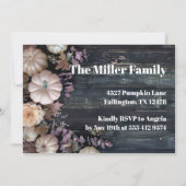 感謝祭ディナーパンプキン招待状 素朴 招待状 (裏面)