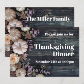 感謝祭ディナーパンプキン招待状 素朴 招待状 (正面/裏面)