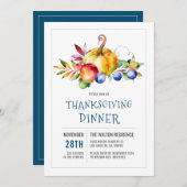 感謝祭ディナーパンプキン&ブルーベリーブーケ シーズンカード (正面/裏面)