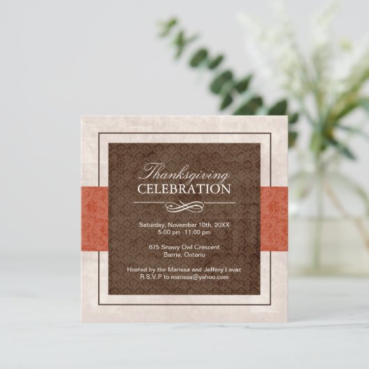 感謝祭ディナーパーティの招待状 招待状 (スタンド正面)
