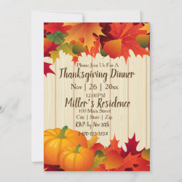 感謝祭ディナーパーティの招待状 招待状