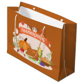 感謝祭ディナーパーティーかわいい ラージペーパーバッグ (正面アングル)