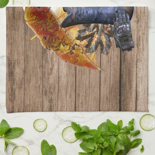 感謝祭ディナーパーティーオレンジ素朴ヴィンテージ キッチンタオル (折り畳み)