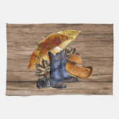 感謝祭ディナーパーティーオレンジ素朴ヴィンテージ キッチンタオル (横)