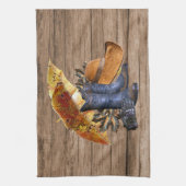 感謝祭ディナーパーティーオレンジ素朴ヴィンテージ キッチンタオル (縦)