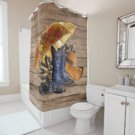 感謝祭ディナーパーティーオレンジ素朴ヴィンテージ シャワーカーテン