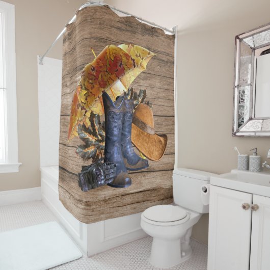 感謝祭ディナーパーティーオレンジ素朴ヴィンテージ シャワーカーテン (インサイチュ)