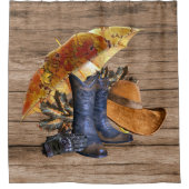 感謝祭ディナーパーティーオレンジ素朴ヴィンテージ シャワーカーテン (正面)