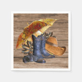 感謝祭ディナーパーティーオレンジ素朴ヴィンテージ スタンダードカクテルナプキン (正面)