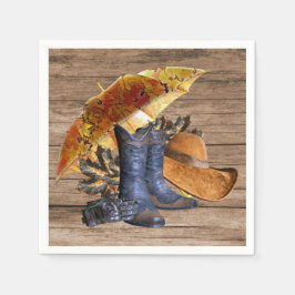 感謝祭ディナーパーティーオレンジ素朴ヴィンテージ スタンダードカクテルナプキン