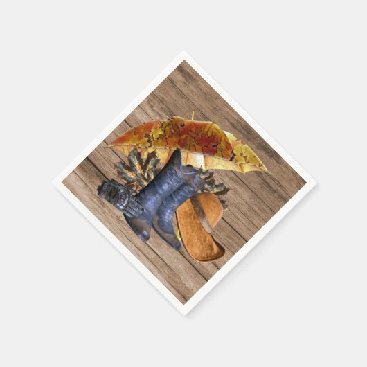 感謝祭ディナーパーティーオレンジ素朴ヴィンテージ スタンダードカクテルナプキン (角)