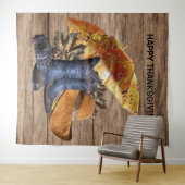 感謝祭ディナーパーティーオレンジ素朴ヴィンテージ タペストリー (インサイチュ(横))