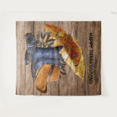 感謝祭ディナーパーティーオレンジ素朴ヴィンテージ タペストリー (正面(横))