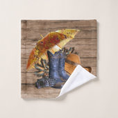 感謝祭ディナーパーティーオレンジ素朴ヴィンテージ バスタオルセット (ウォッシュタオル)